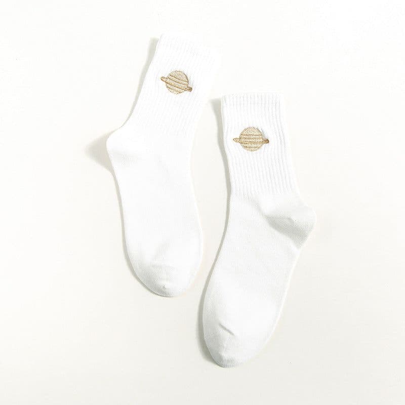 image-Cotton Women's Tube Socks Cute Cartoon Embroidery Cotton Socks