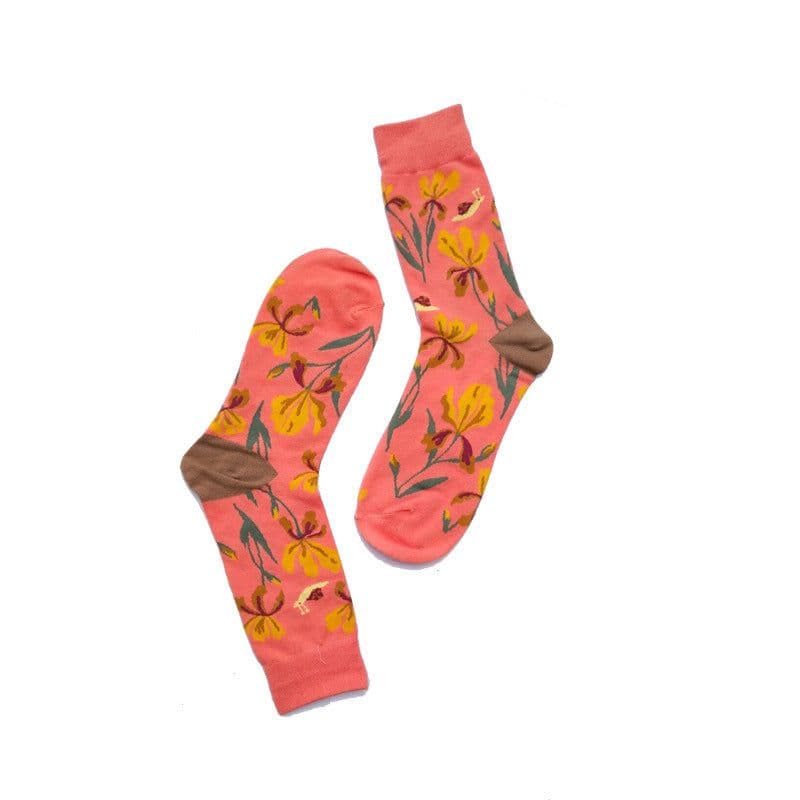 image-New Big Flower Plant Series Socks Cotton Couple Socks