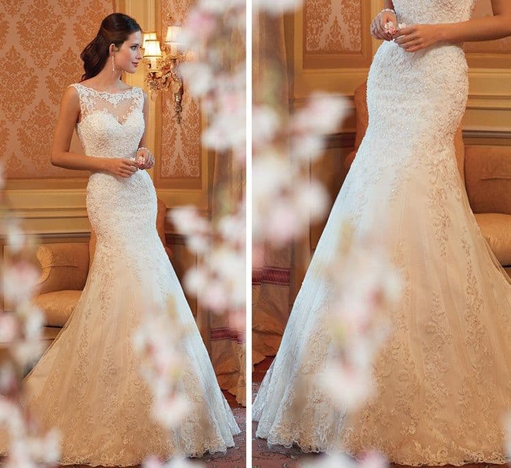 image-Lace Fish Tail Wedding Dress