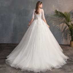 image-Wedding Dress Bride Lace Sleeves Dress
