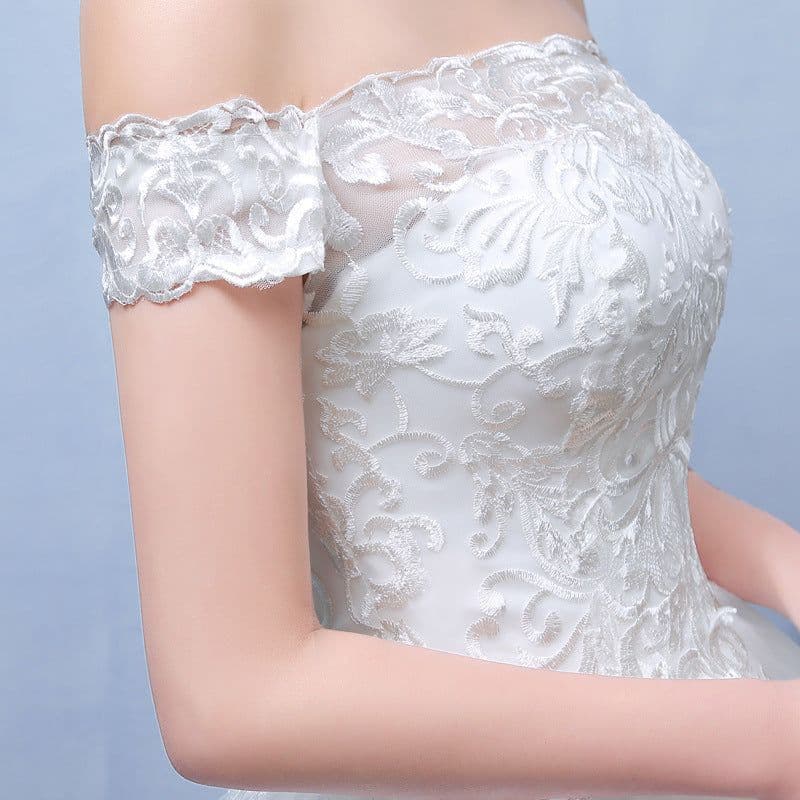 image-summer paragraph white word shoulder wedding dress lace wedding bride wedding dress wholesale custom