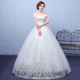 image-summer paragraph white word shoulder wedding dress lace wedding bride wedding dress wholesale custom