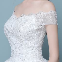 image-New style word wedding dress new Korean bride married slender tail neat factory direct sales