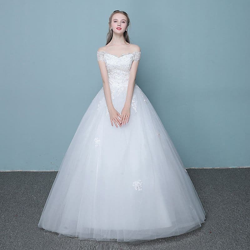 image-New style word wedding dress new Korean bride married slender tail neat factory direct sales