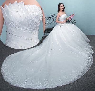 image-Aliexpress wedding bride wedding dress new large tail size wedding dress factory wholesale TH52