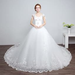 image-Bride wedding wedding Korean fashion Princess trailing wedding dress new lace strap wedding dress