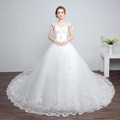 image-Bride wedding wedding Korean fashion Princess trailing wedding dress new lace strap wedding dress