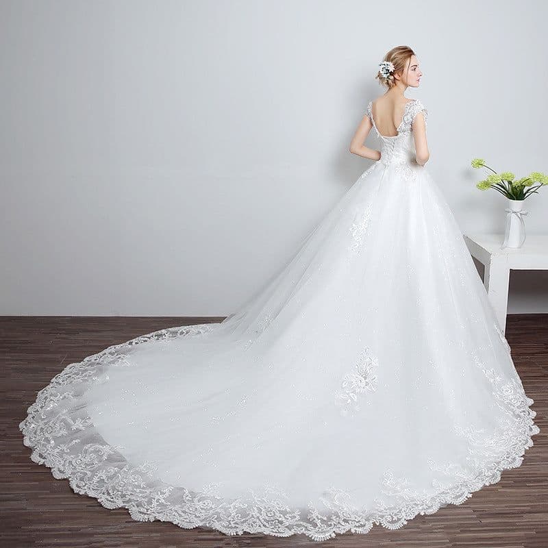 image-Bride wedding wedding Korean fashion Princess trailing wedding dress new lace strap wedding dress