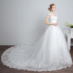 image-Bride wedding wedding Korean fashion Princess trailing wedding dress new lace strap wedding dress