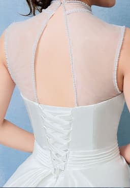 image-wedding dress bride married Korean version of the satin big tail studio wedding dress