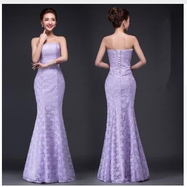 image-Long dress fuchsia and white lace trailing sexy bride wedding dress