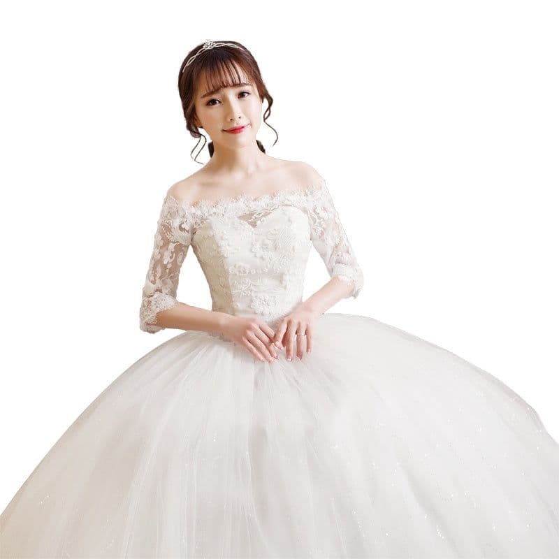 image-One-shoulder lace slim skirt