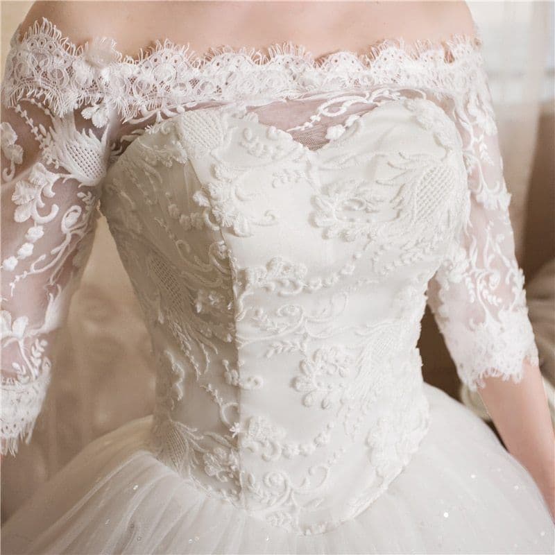 image-One-shoulder lace slim skirt