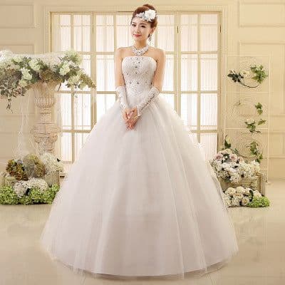 image-Korean style tube top wedding dress