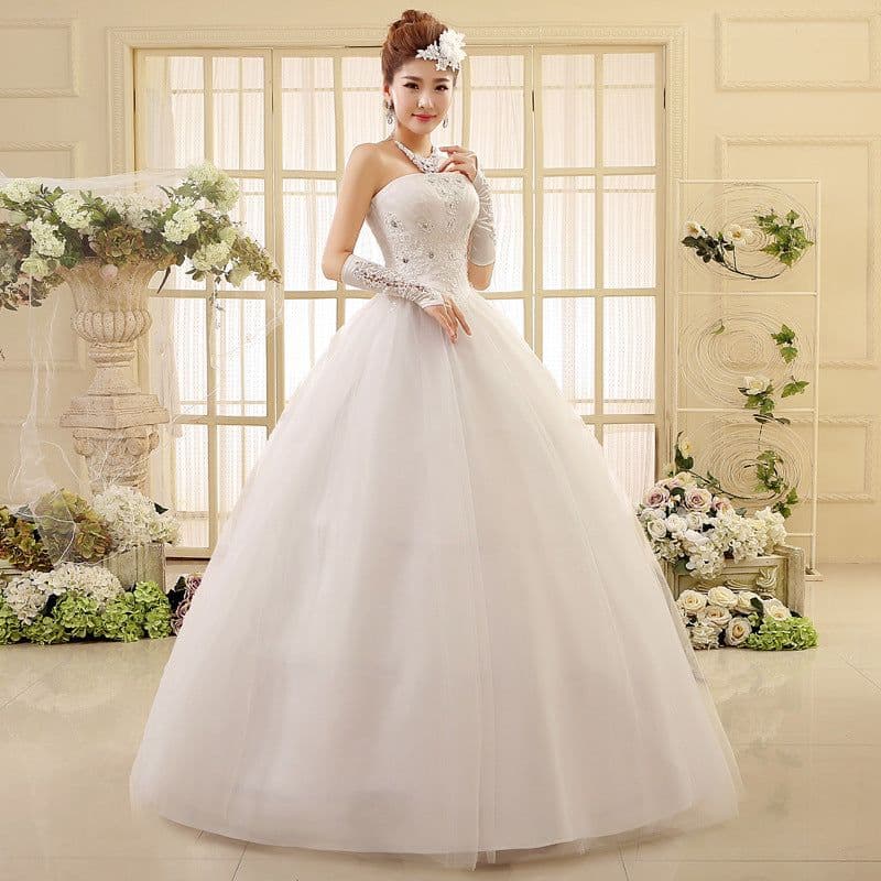 image-Korean style tube top wedding dress