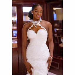 image-Vintage Lace Beaded Wedding Dresses Sheer Neck Mermaid Bridal Dresses Sexy Cheap Wedding Gowns