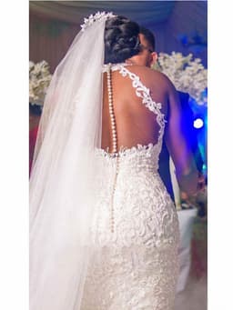 image-Vintage Lace Beaded Wedding Dresses Sheer Neck Mermaid Bridal Dresses Sexy Cheap Wedding Gowns