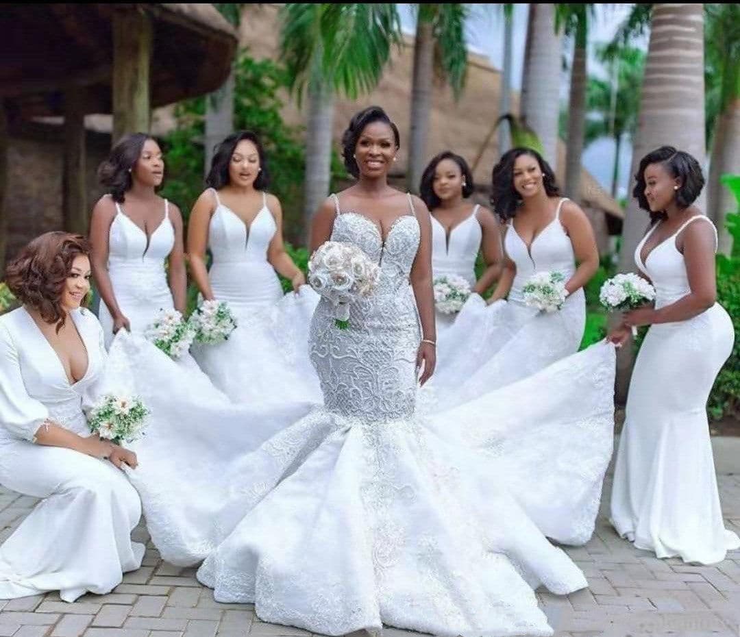 image-African mermaid cutout lace wedding dress