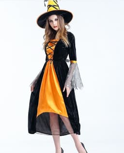 image-Women Scary Witch Costumes Adult Sorceress Cosplay Costume For Halloween Carnival Fancy Dress Women Magic Moment Costume