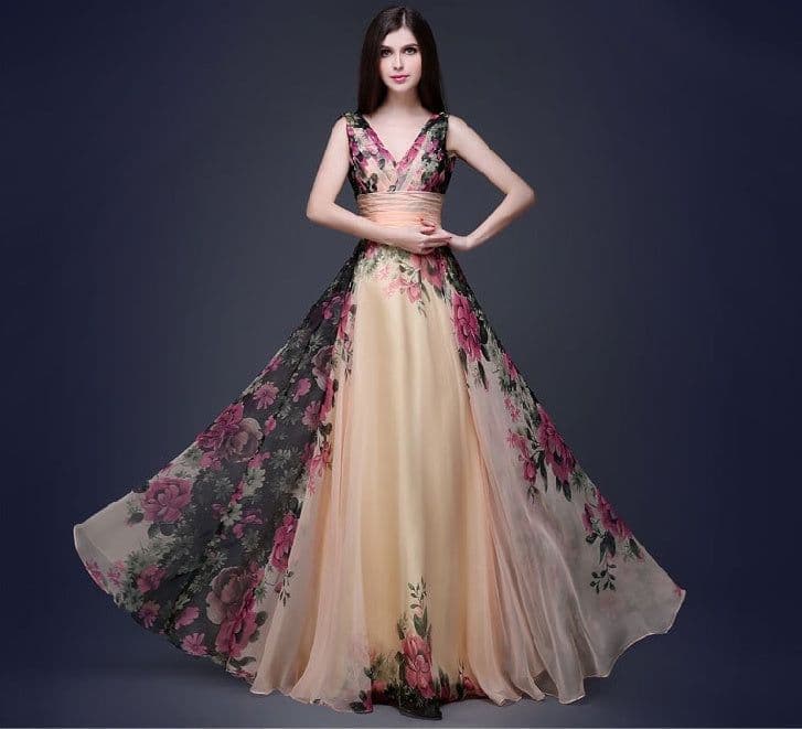 image-European and American elegant temperament shoulder flower dress Women's evening dress long skirt