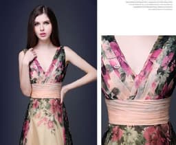 image-European and American elegant temperament shoulder flower dress Women's evening dress long skirt