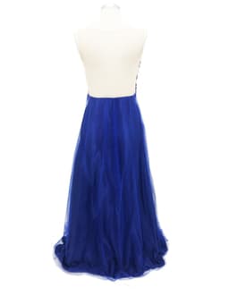 image-Dress Backless Beaded Ball Elegant Long Dress Blue Chiffon Dress Spot