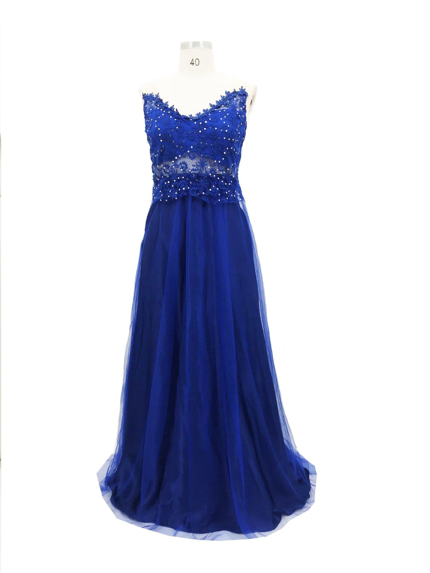 image-Dress Backless Beaded Ball Elegant Long Dress Blue Chiffon Dress Spot
