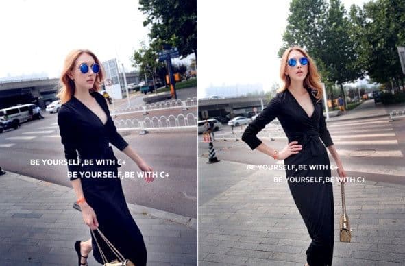 image-New V-neck Tie Waist Slim Slimming Dress