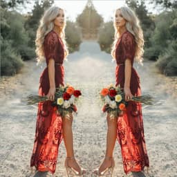 image-Deep V-neck Short Sleeve Lace Perspective Tight-Sleeve Dress Maxi Dress