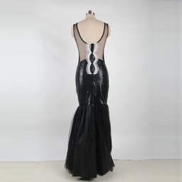image-Europe and America long skirt sexy sleeveless sequin mesh stitching banquet evening dress dew backpack hip fishtail mopping dress