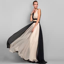 image-European and American fashion V-neck backless color dress skirt long dress