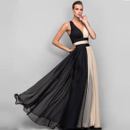 image-European and American fashion V-neck backless color dress skirt long dress
