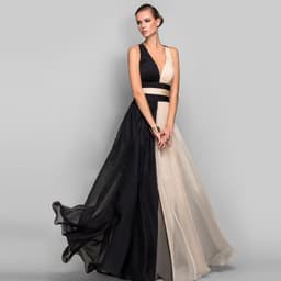 image-European and American fashion V-neck backless color dress skirt long dress