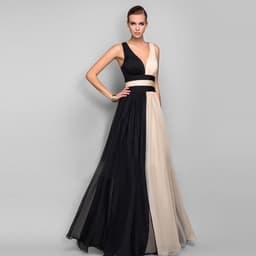 image-European and American fashion V-neck backless color dress skirt long dress
