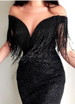 image-Explosion models sexy black sequins V-neck sleeveless slim dress long skirt