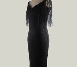 image-Explosion models sexy black sequins V-neck sleeveless slim dress long skirt