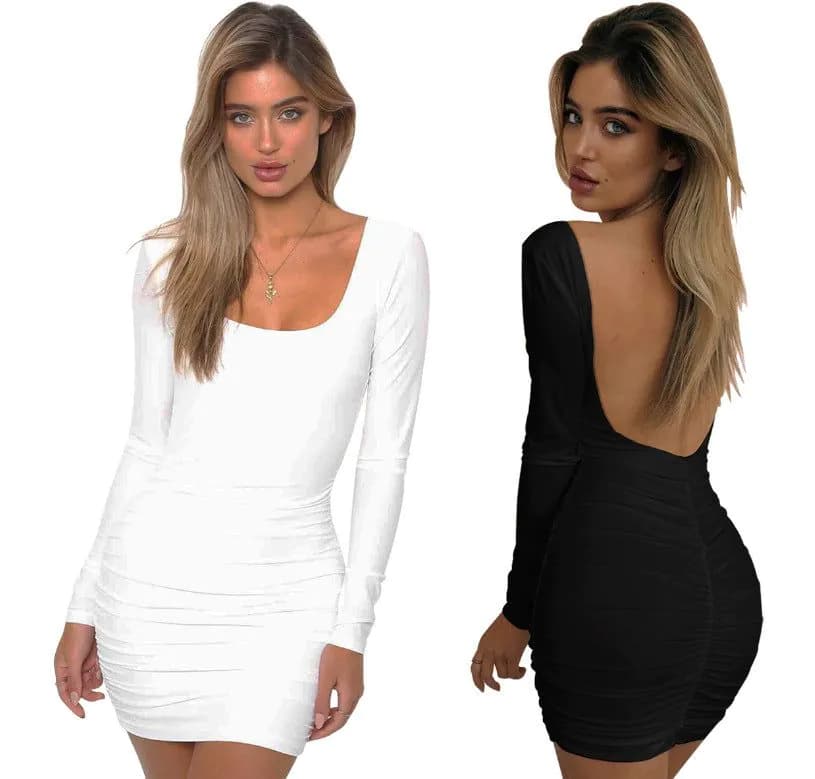 image-ong sleeve sexy nightclub bag hip dress