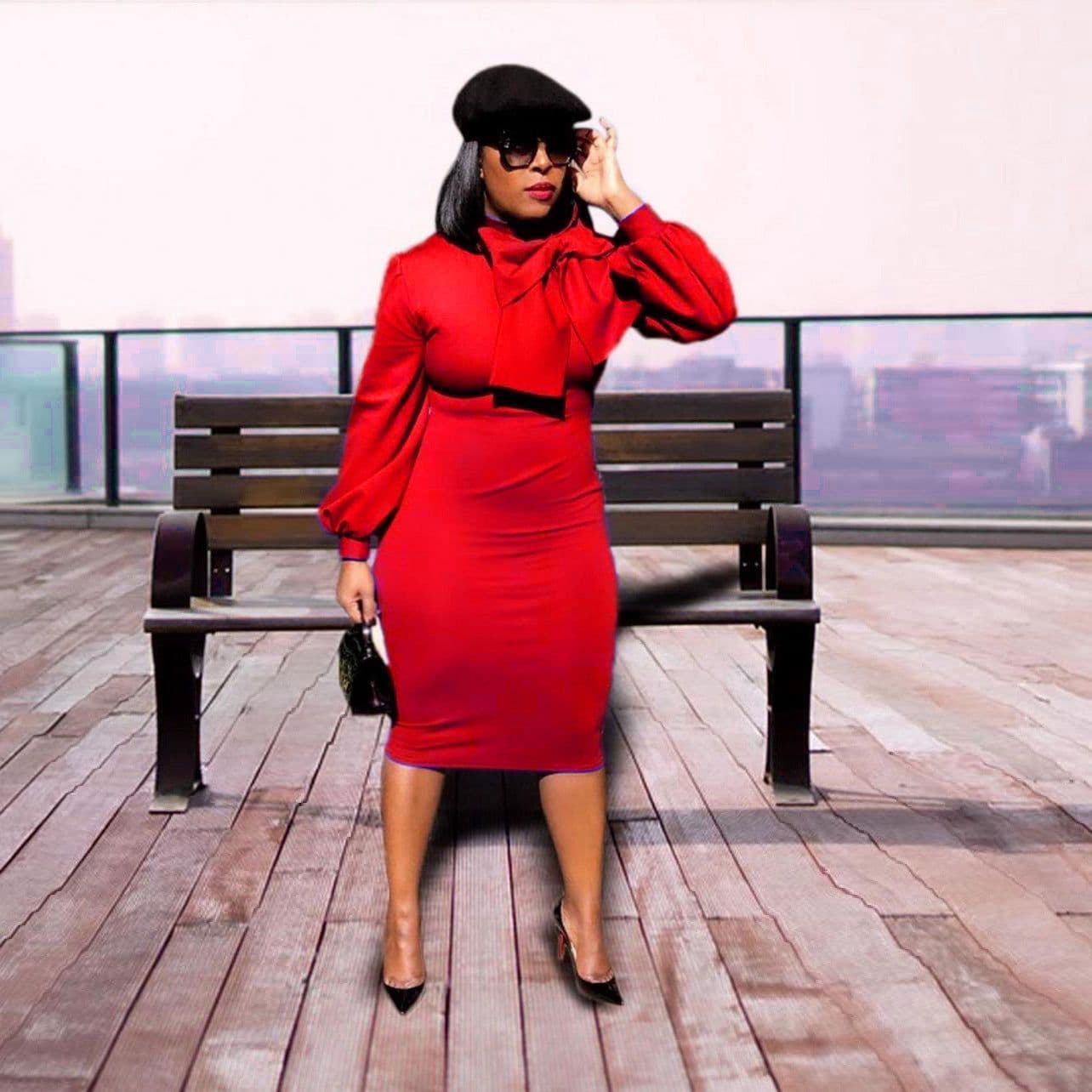 image-Autumn and winter long-sleeved African dress ,