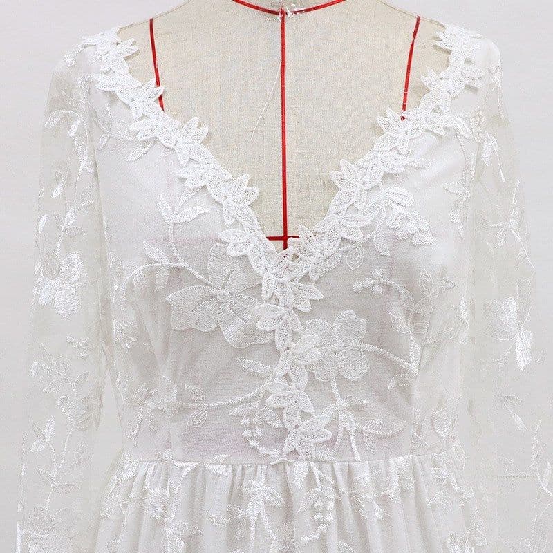image-Wedding Dress Sexy Lace Long Sleeve Dress Evening Dress