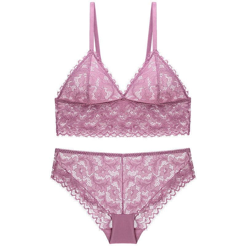 image-Ladies no steel ring lace bra set