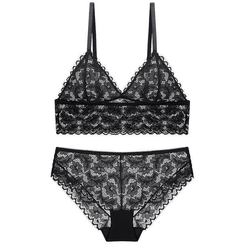 image-Ladies no steel ring lace bra set