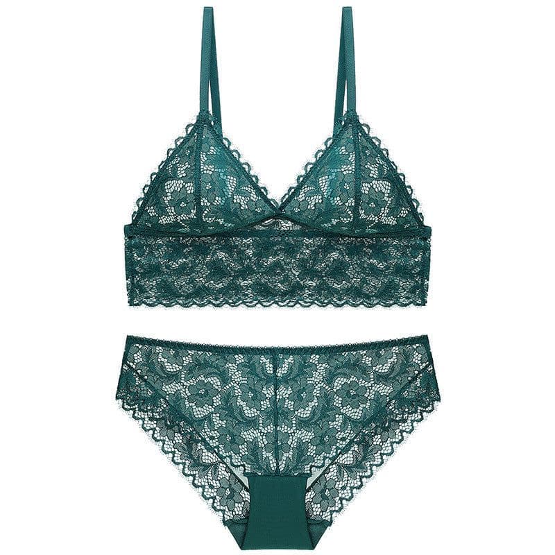 image-Ladies no steel ring lace bra set