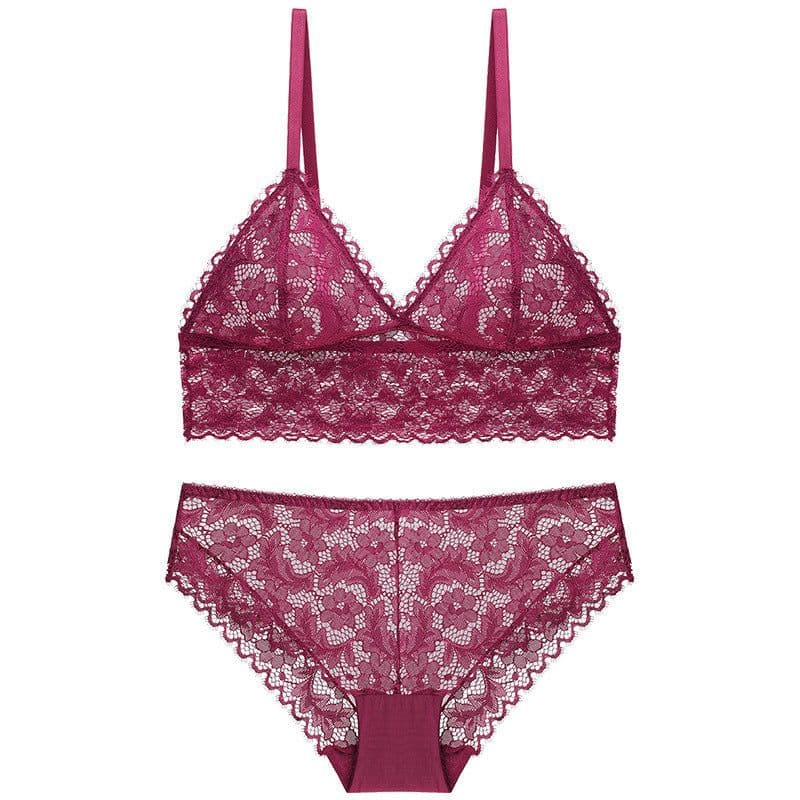 image-Ladies no steel ring lace bra set