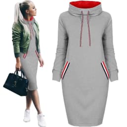image-Autumn winter dress Long sleeve vestidos Casual party dresses vestido de festa women dress plus size High collar robe femme
