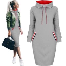 image-Autumn winter dress Long sleeve vestidos Casual party dresses vestido de festa women dress plus size High collar robe femme