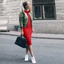 image-Autumn winter dress Long sleeve vestidos Casual party dresses vestido de festa women dress plus size High collar robe femme