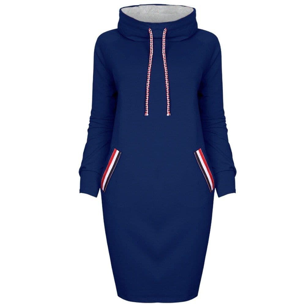 image-Autumn winter dress Long sleeve vestidos Casual party dresses vestido de festa women dress plus size High collar robe femme