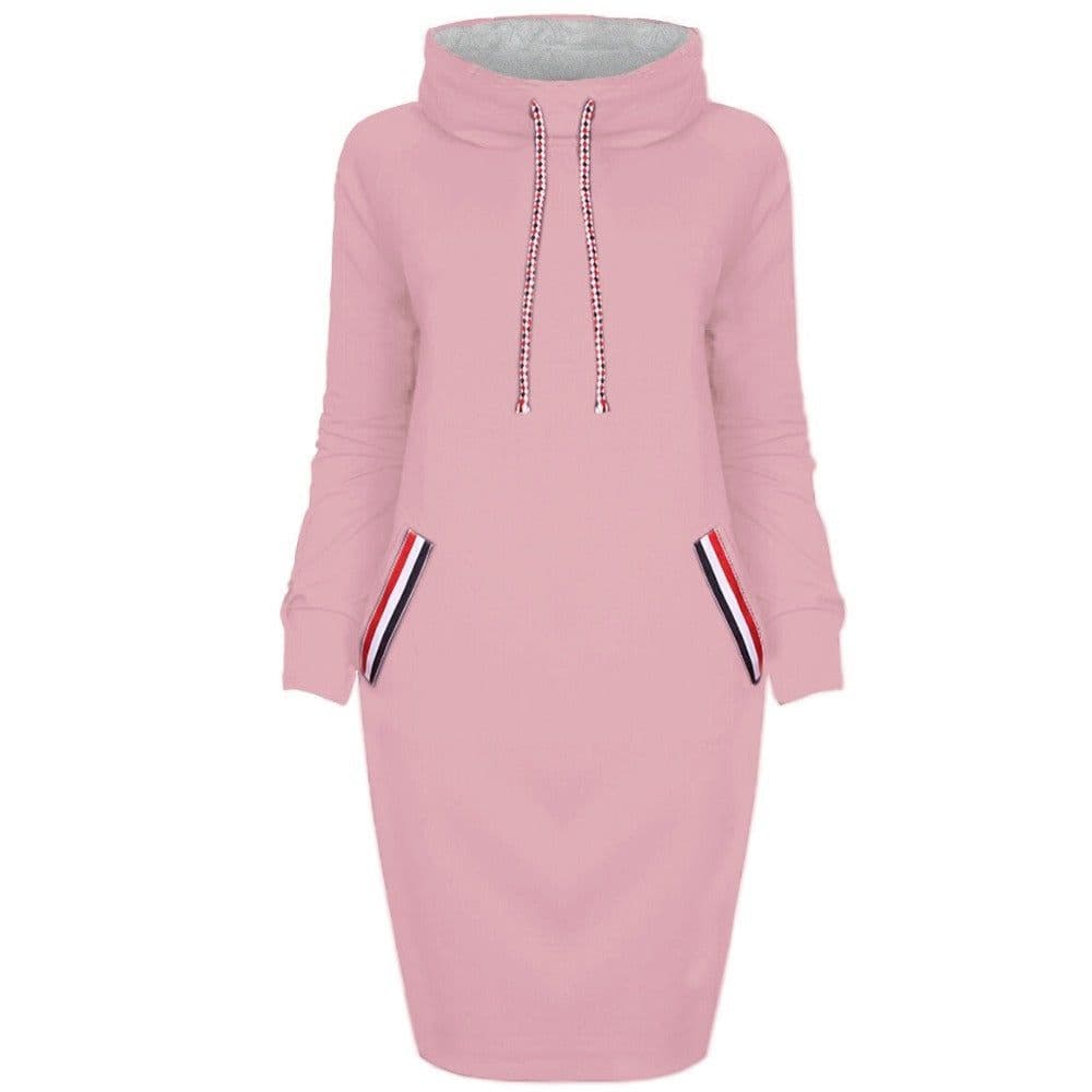 image-Autumn winter dress Long sleeve vestidos Casual party dresses vestido de festa women dress plus size High collar robe femme