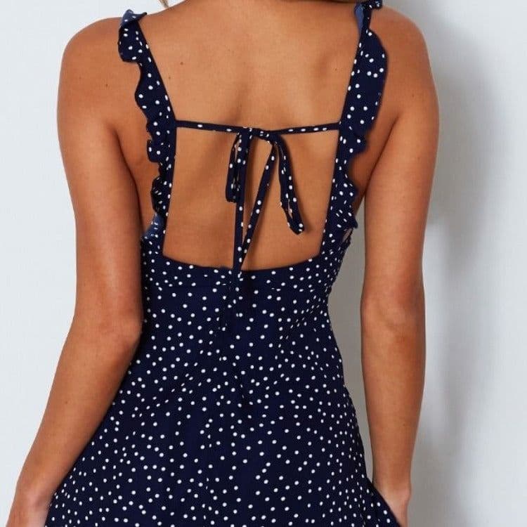 image-Polka-dot Strappy Dress Women Summer Fashion Beach Sundress