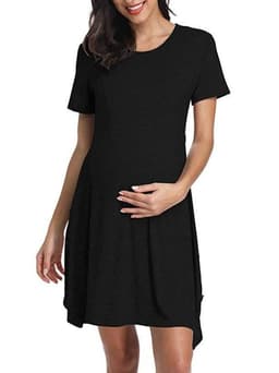 image-Hot Sale New Maternity Short Sleeve Button Solid Dress